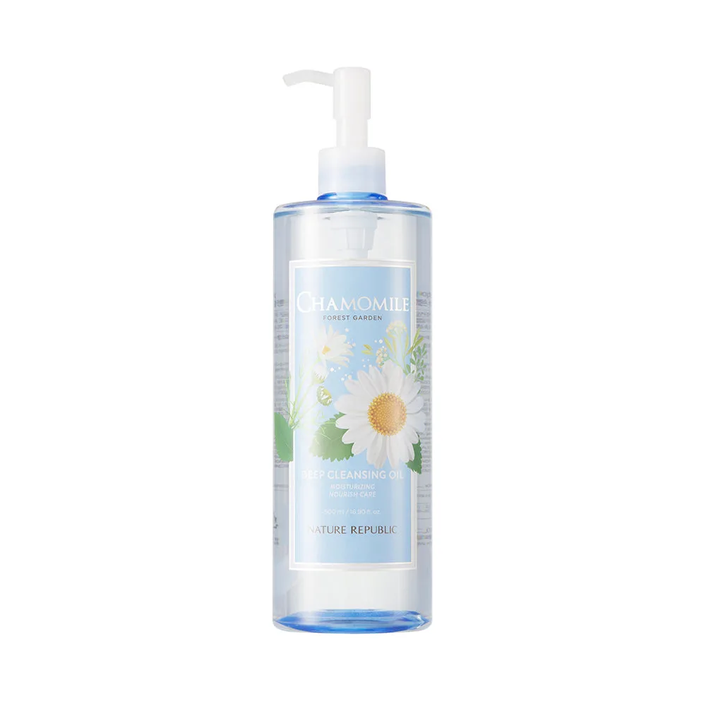 Nature Republic Forest Garden Chamomile Cleansing Oil 500 mL clear pump bottle