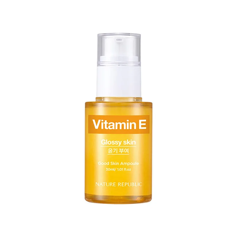 Nature Republic Good Skin Vitamin E Ampoule 30 mL clear pump bottle with yellow label