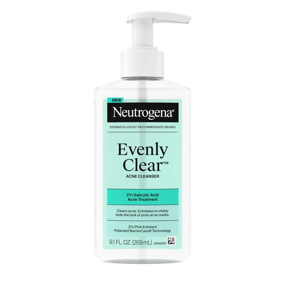 Neutrogena Evenly Clear Gentle Acne Foaming Face Cleanser 9.1 oz pump bottle