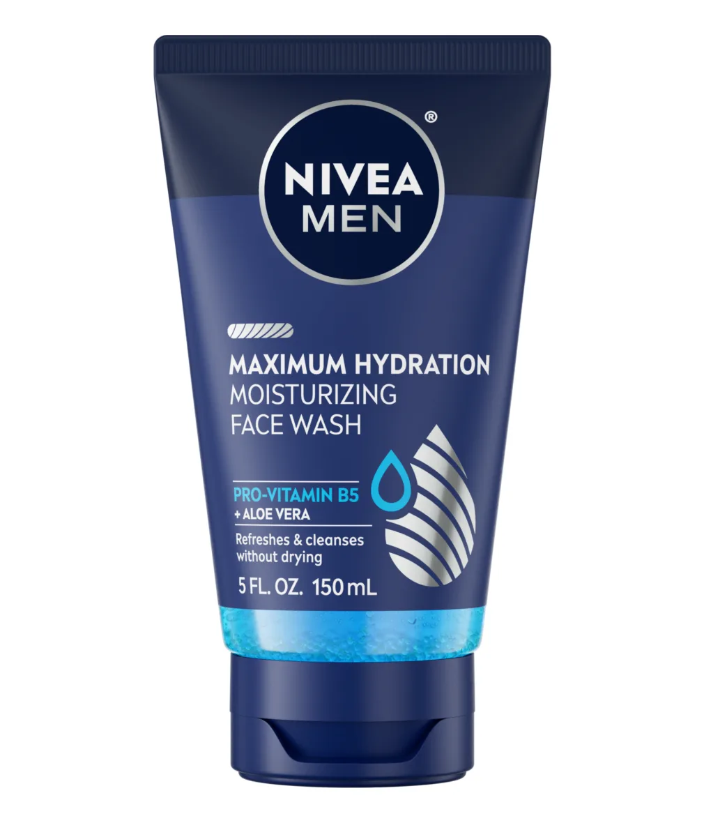 Nivea MEN Maximum Hydration Moisturizing Face Wash tube on white background