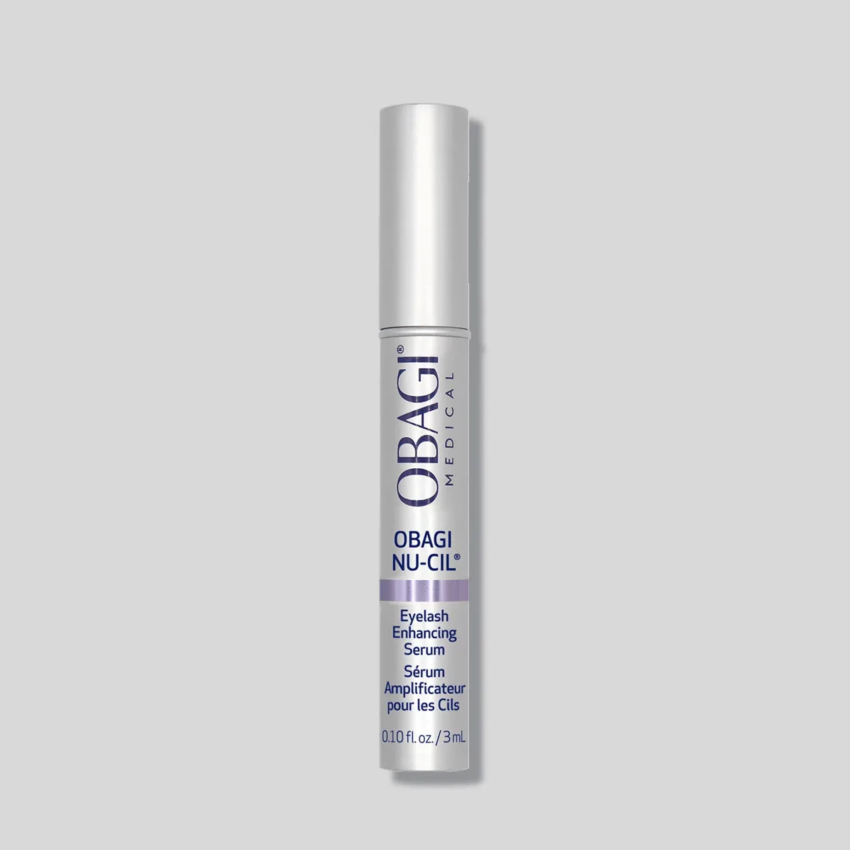 Obagi Nu-Cil Eyelash Enhancing Serum 3 mL silver tube with brush applicator