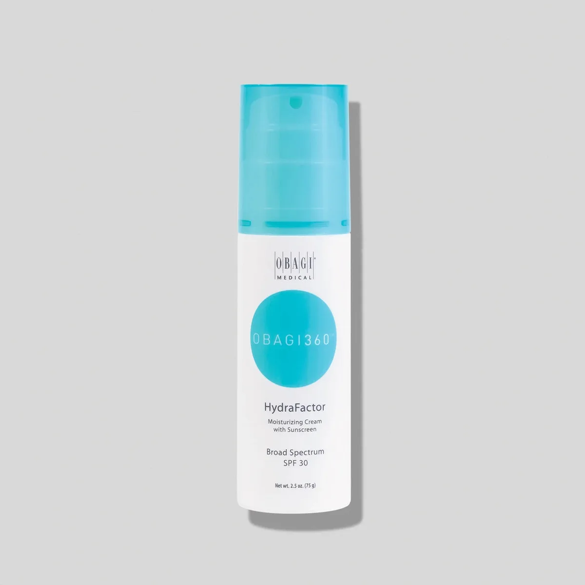 Obagi360 HydraFactor Broad Spectrum SPF 30 2.5 oz white pump bottle with teal cap