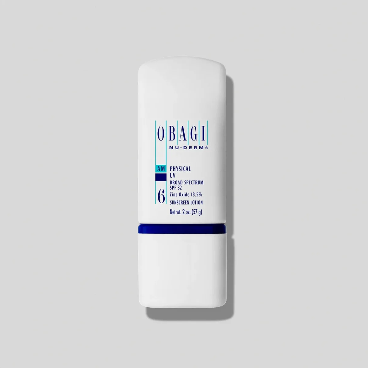 Obagi Nu-Derm Physical UV Broad Spectrum SPF 32 2 oz white stand-up tube with navy band