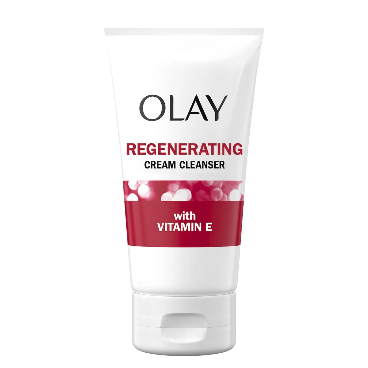 Olay Regenerating Cream Cleanser with Vitamin E tube on white background