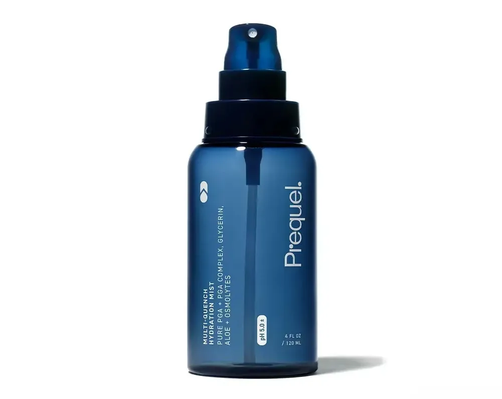 Prequel Multi-Quench Hydration Mist in a fine-mist spray bottle