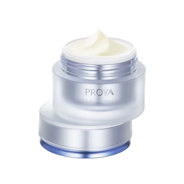 Proya Original Repair Light Cream 2.0 frosted 50 g jar with lid removed showing ivory gel-cream on white background