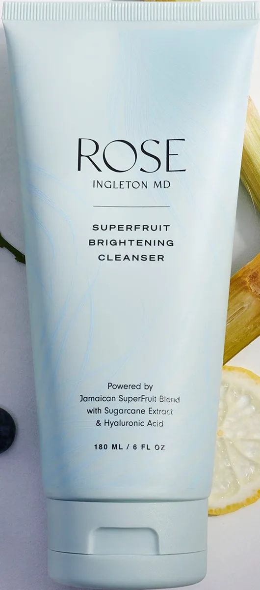 Rose Ingleton MD SuperFruit Brightening Cleanser gel in a pump bottle