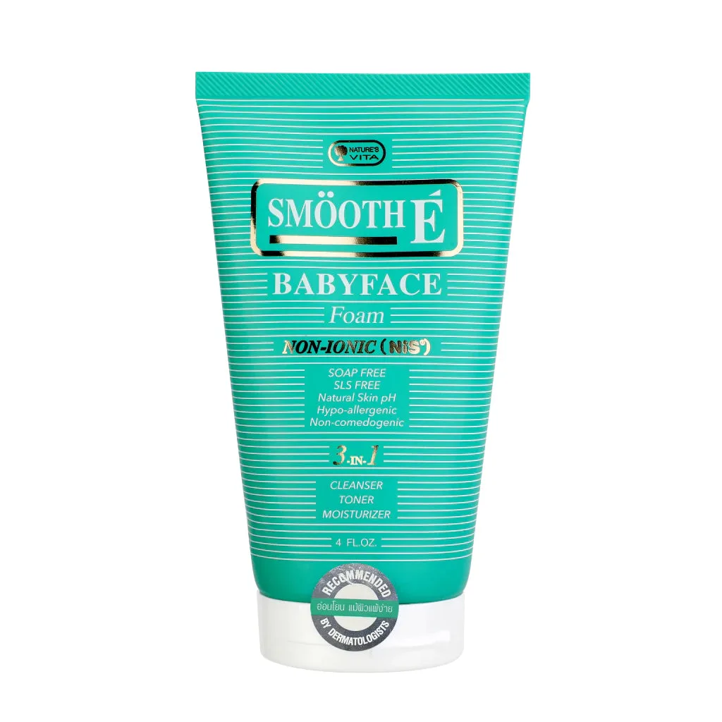 Smooth E Babyface Foam Non-Ionic gentle cleanser tube on white background