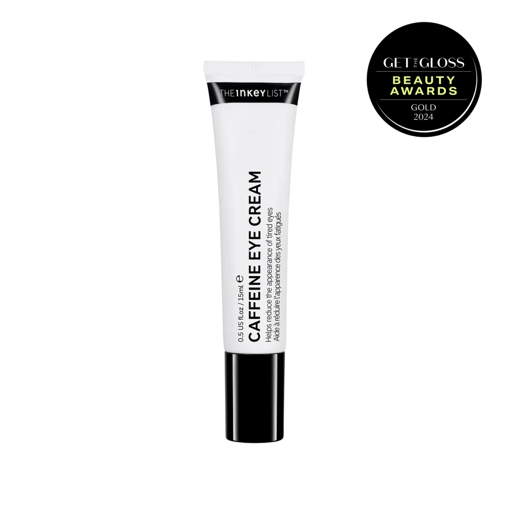 The INKEY List Caffeine Eye Cream tube on white background