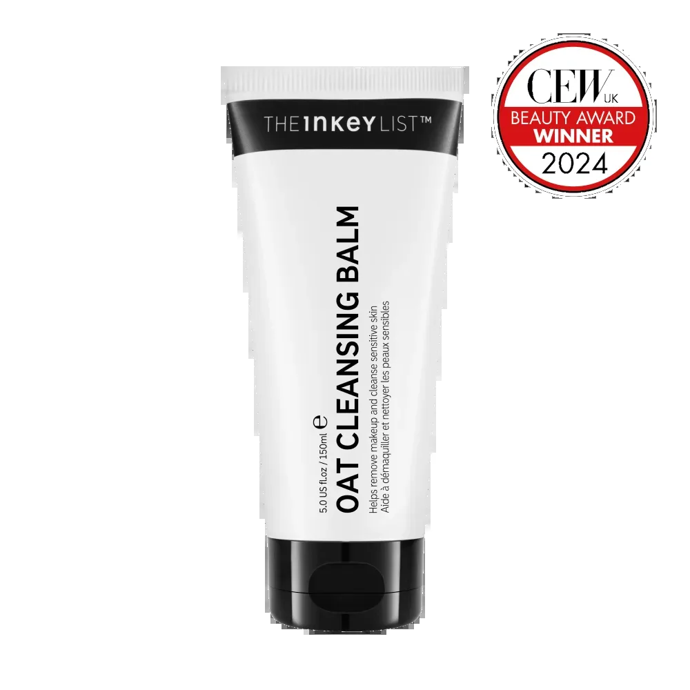 The INKEY List Oat Cleansing Balm in a white squeeze tube with minimalist branding