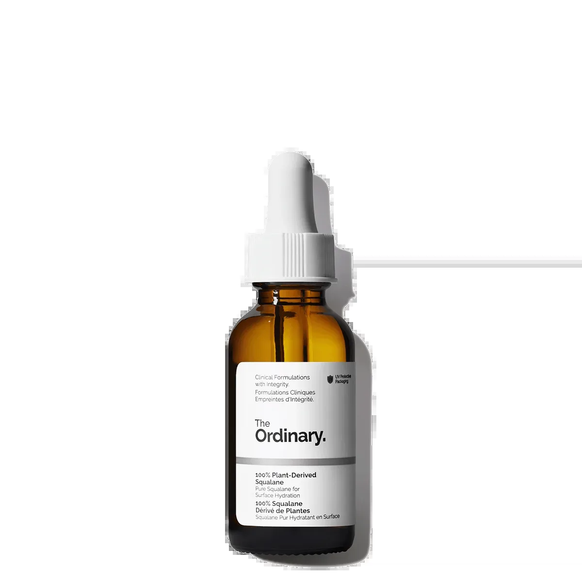 The Ordinary 100% Plant-Derived Squalane in amber glass dropper bottle