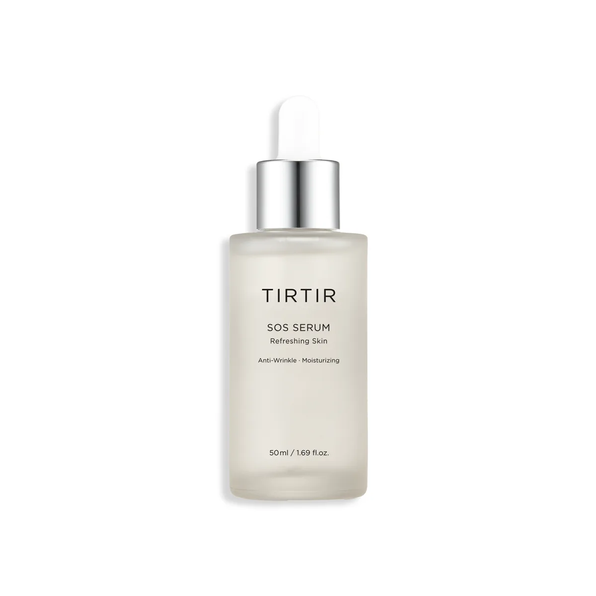 TIRTIR SOS Serum 50ml frosted glass dropper bottle with chrome collar