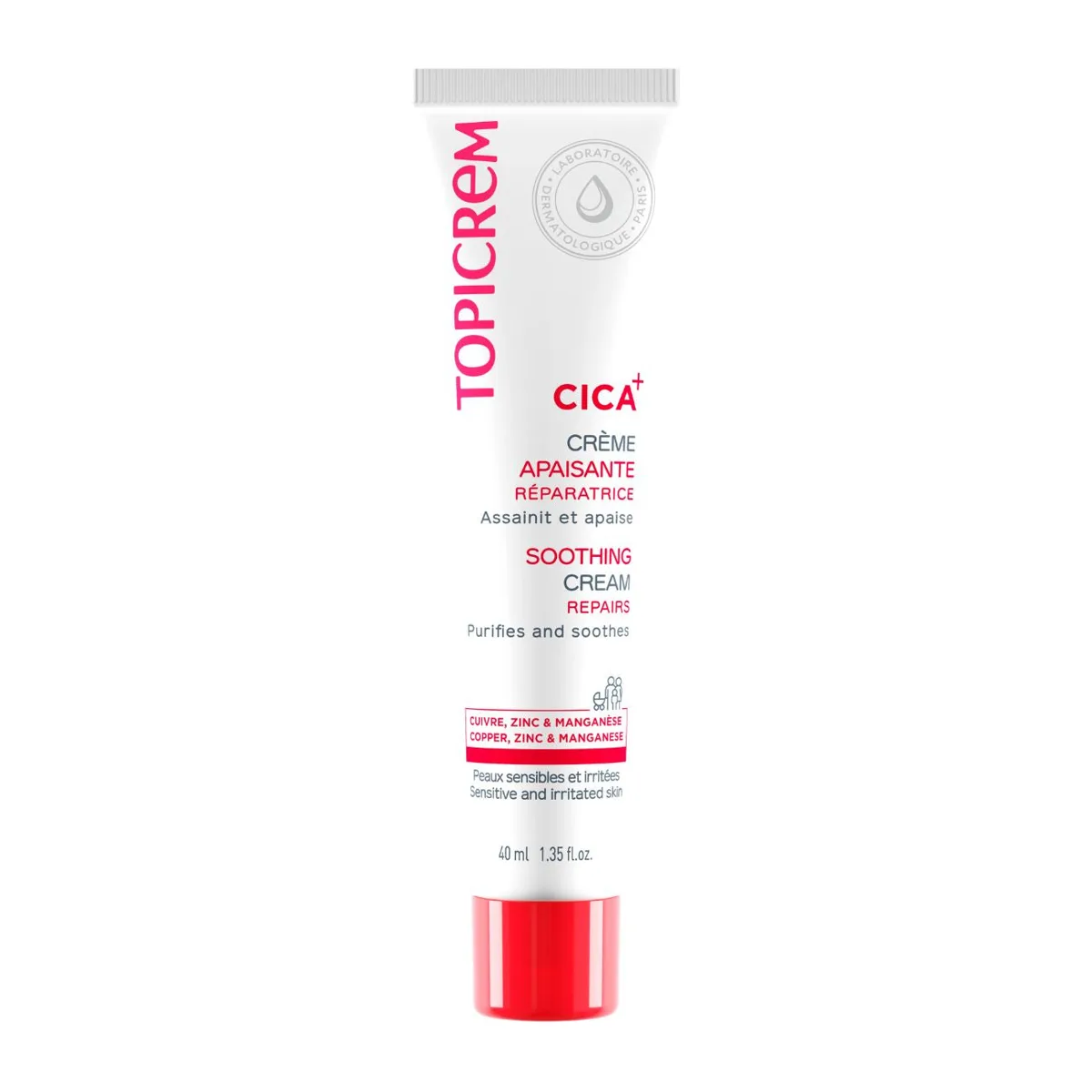 Topicrem CICA+ Soothing Cream 40 mL French pharmacy tube