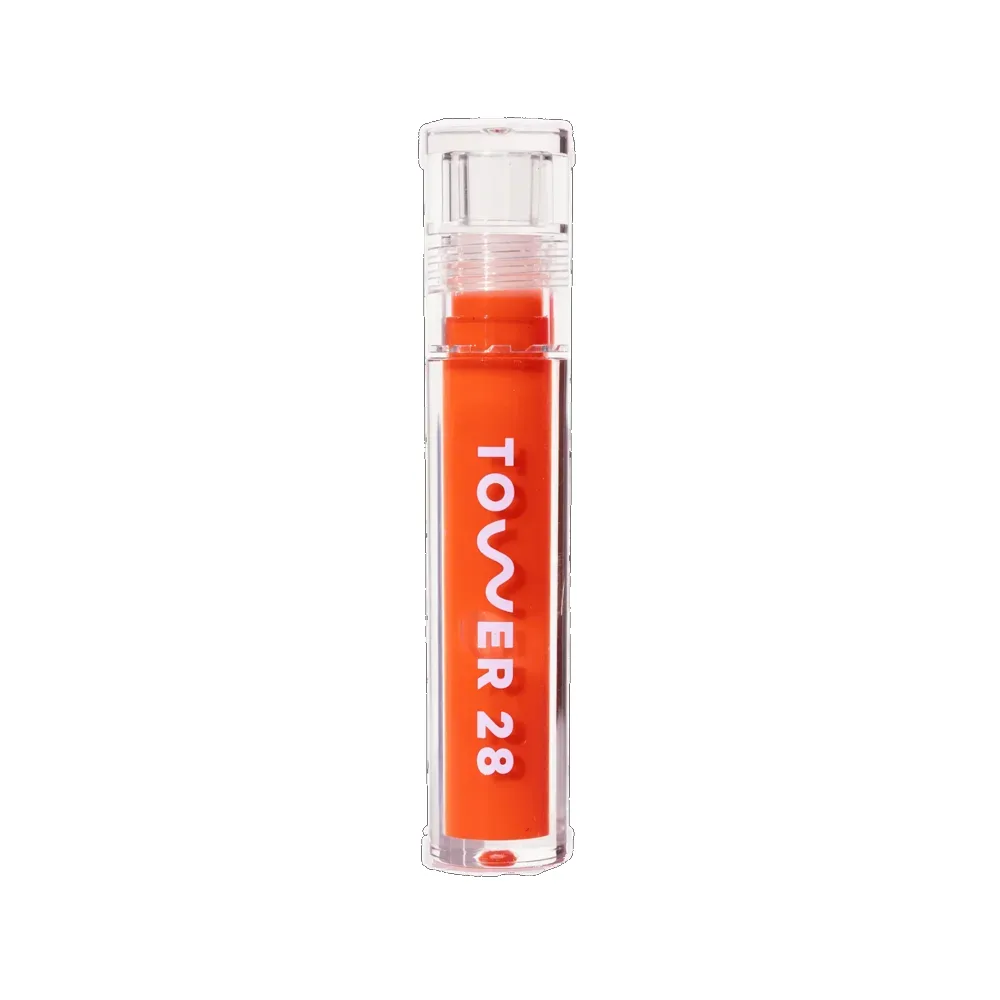 Tower 28 ShineOn Lip Jelly clear glass tube with doe-foot wand