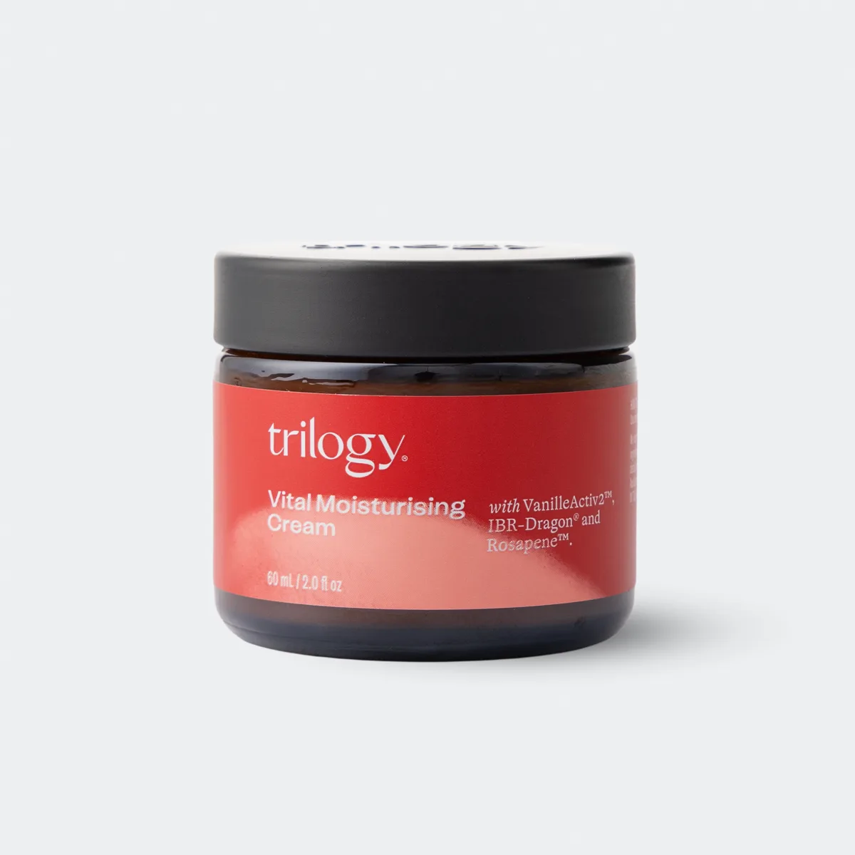 Trilogy Vital Moisturising Cream 60ml frosted glass jar with metal lid