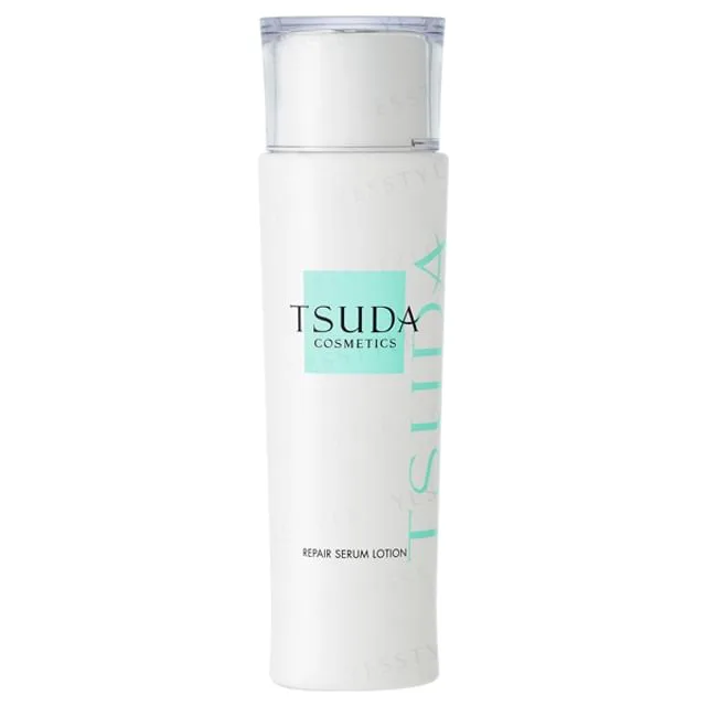 TSUDA COSMETICS Skin Repair Serum Lotion 130ml clear bottle with clinical labeling on white background