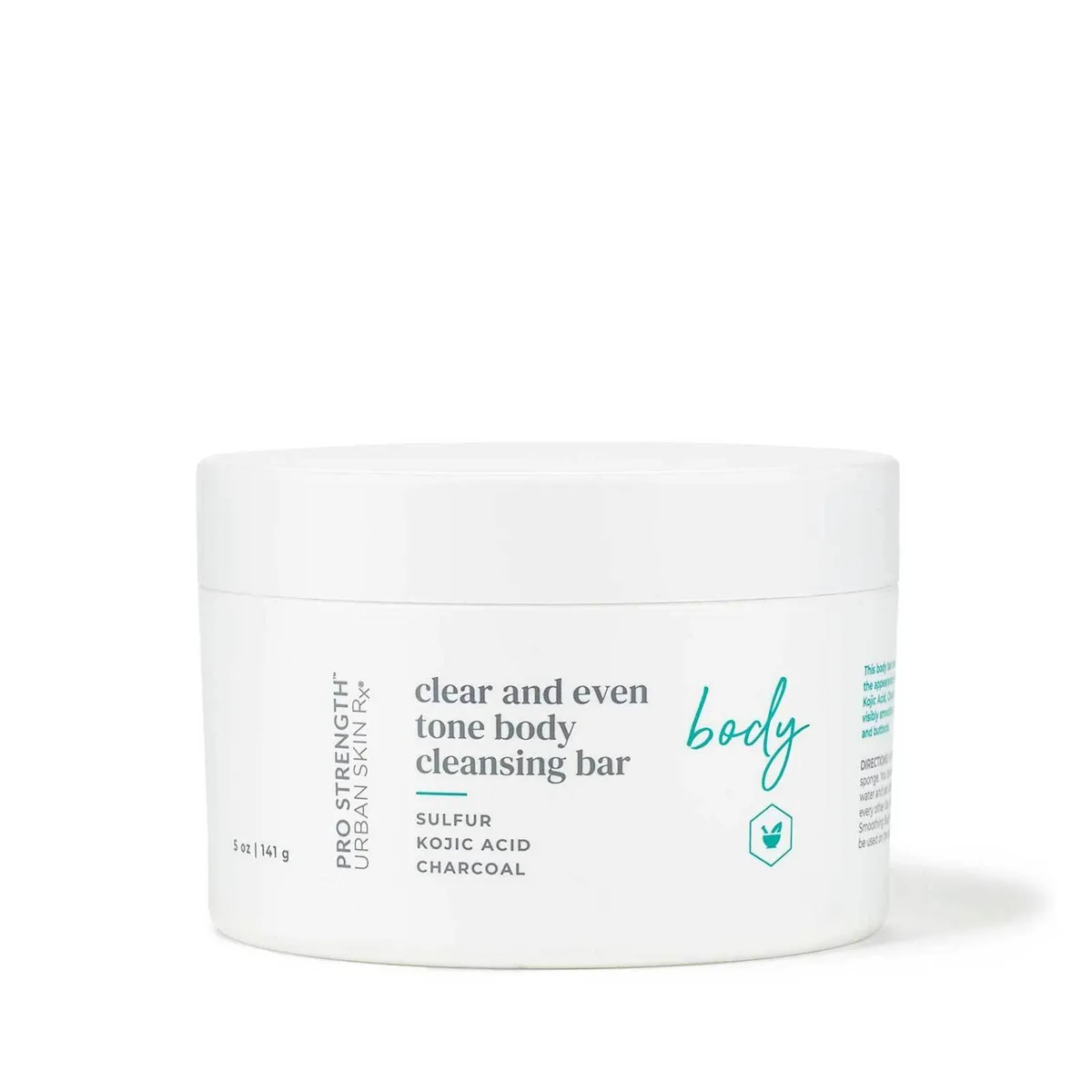 Urban Skin Rx Clear and Even Tone Body Cleansing Bar 5 oz jar with sponge