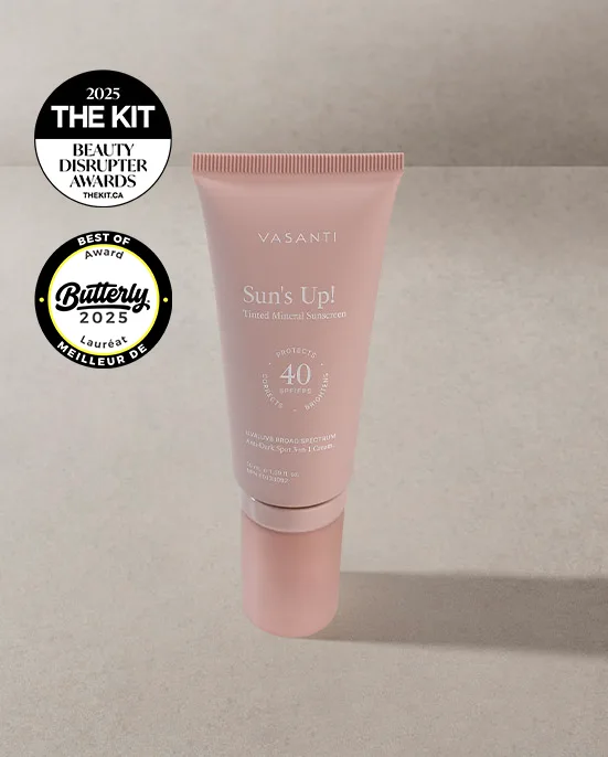 Vasanti Sun's Up! Tinted Mineral Sunscreen SPF 40 pump bottle