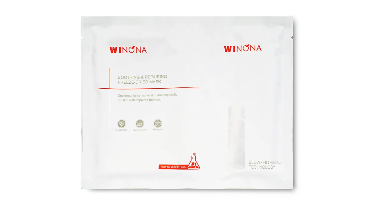 Winona Soothing Repair Freeze-Dried Mask box and sachets on white background