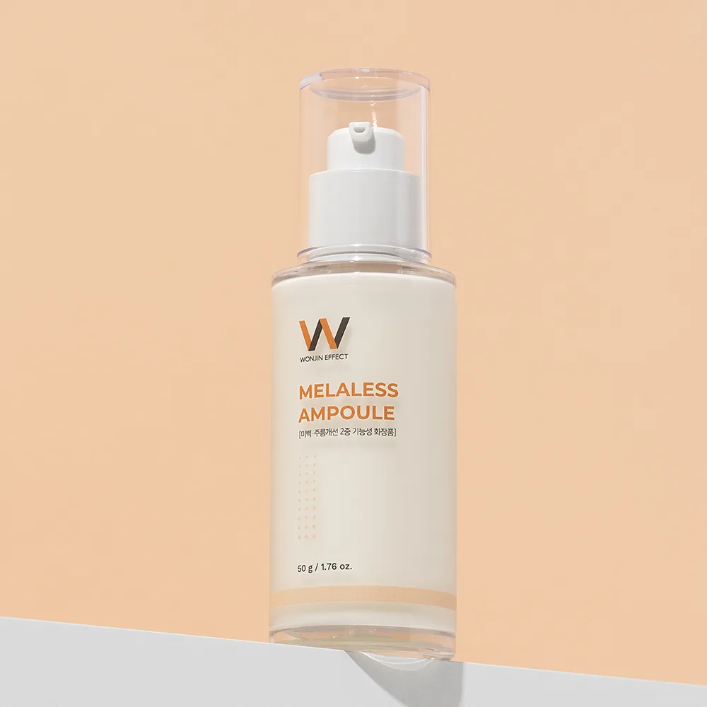 Wonjin Effect Melaless Ampoule 50g clear pump bottle with milky ampoule
