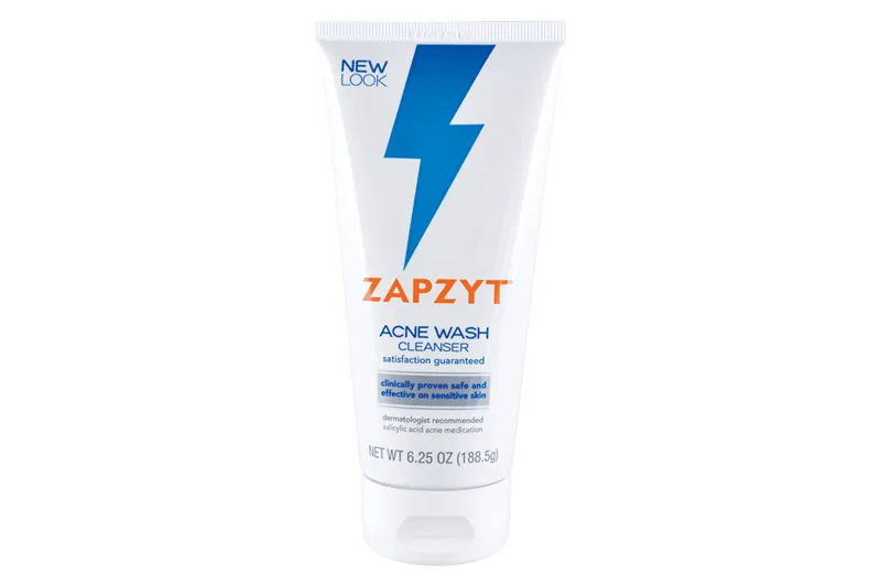 Bottle of Zapzyt Acne Wash Cleanser with 2% salicylic acid